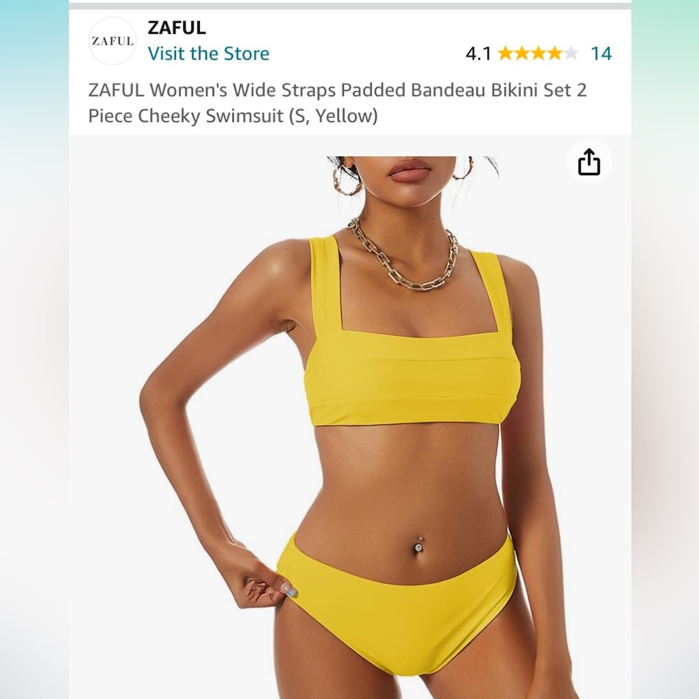 NWT!  Zaful yellow 2 piece bikini.